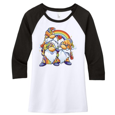 Hippie Gnomes Rainbow Women's Tri-Blend 3/4-Sleeve Raglan Shirt