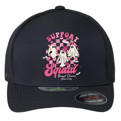 Halloween Ghost Support Squad Breast Cancer Pink Ribbon Flexfit Unipanel Trucker Cap