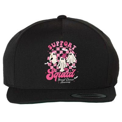 Halloween Ghost Support Squad Breast Cancer Pink Ribbon Wool Snapback Cap