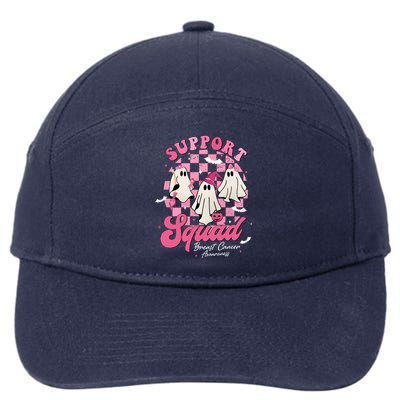 Halloween Ghost Support Squad Breast Cancer Pink Ribbon 7-Panel Snapback Hat