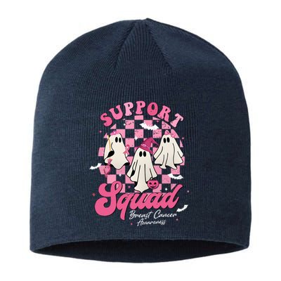 Halloween Ghost Support Squad Breast Cancer Pink Ribbon Sustainable Beanie