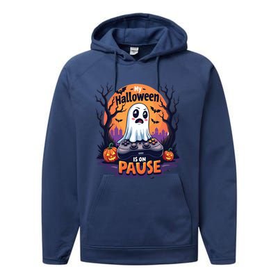 Halloween Gaming Saying Funny Ghost Design Gamer Cute Gift Performance Fleece Hoodie