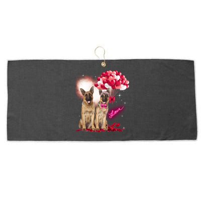 Heart Ger Shepherd Dog Lover Christmas Valentines Day Gift Large Microfiber Waffle Golf Towel