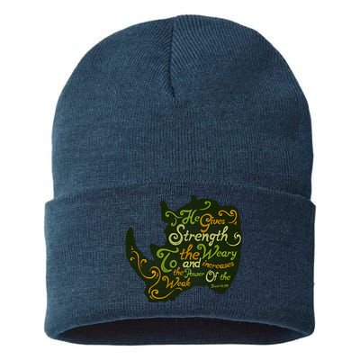 He Gives Strength Sustainable Knit Beanie