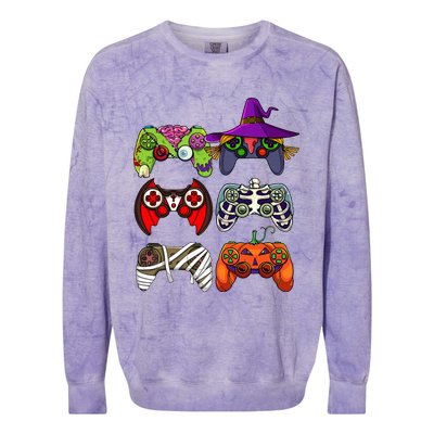 Halloween Gamer Skeleton Zombie Gaming Controllers Colorblast Crewneck Sweatshirt