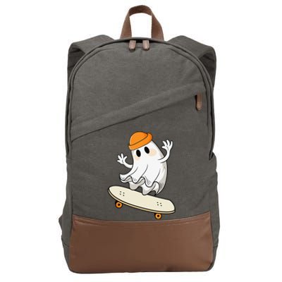 Halloween Ghost Skateboard Halloween Skateboarding Cotton Canvas Backpack