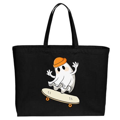 Halloween Ghost Skateboard Halloween Skateboarding Cotton Canvas Jumbo Tote