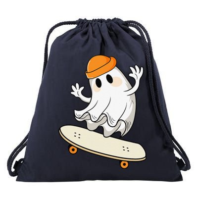 Halloween Ghost Skateboard Halloween Skateboarding Drawstring Bag