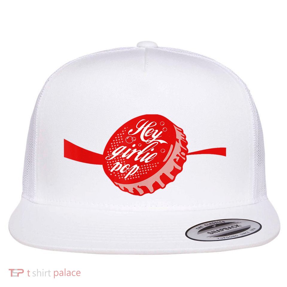 Hey Girlie Soda Flat Bill Trucker Hat