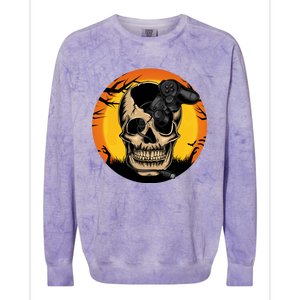 Halloween Gamer Skeleton Funny Teens Gaming Great Gift Colorblast Crewneck Sweatshirt