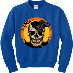 Halloween Gamer Skeleton Funny Teens Gaming Great Gift Kids Sweatshirt