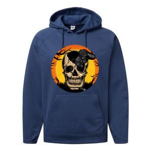 Halloween Gamer Skeleton Funny Teens Gaming Great Gift Performance Fleece Hoodie