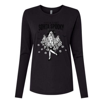 Halloween Ghost Sorta Sweet Sorta Spooky Womens Cotton Relaxed Long Sleeve T-Shirt