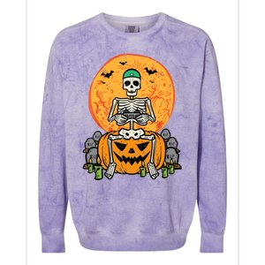 Halloween Gamer Skeleton Funny Gaming Costume Boy Colorblast Crewneck Sweatshirt