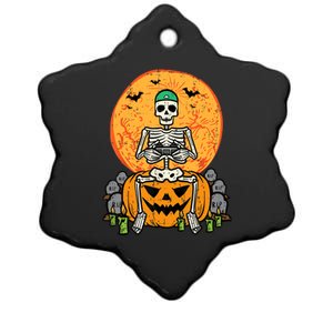 Halloween Gamer Skeleton Funny Gaming Costume Boy Ceramic Star Ornament