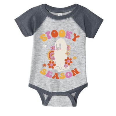 Halloween Groovy Spooky Season Ghost Floral Hippie Vintage Infant Baby Jersey Bodysuit