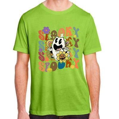 Halloween Groovy Spooky Vibes Ghost Floral Hippie Vintage Adult ChromaSoft Performance T-Shirt