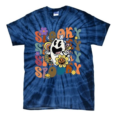 Halloween Groovy Spooky Vibes Ghost Floral Hippie Vintage Tie-Dye T-Shirt