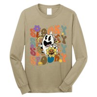 Halloween Groovy Spooky Vibes Ghost Floral Hippie Vintage Long Sleeve Shirt