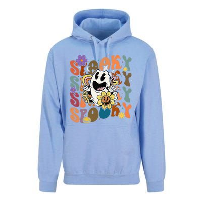 Halloween Groovy Spooky Vibes Ghost Floral Hippie Vintage Unisex Surf Hoodie