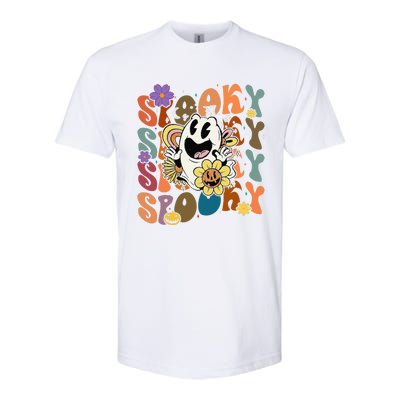 Halloween Groovy Spooky Vibes Ghost Floral Hippie Vintage Softstyle® CVC T-Shirt