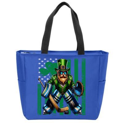 Hockey Goalie St Patricks Day Irish Shamrock American Flag Cool Gift Zip Tote Bag