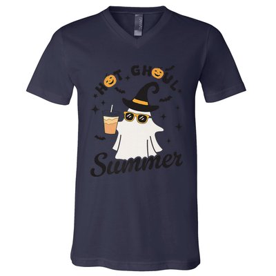 Hot Ghoul Summer Funny Ghost Spooky Summer Vibes Beach V-Neck T-Shirt