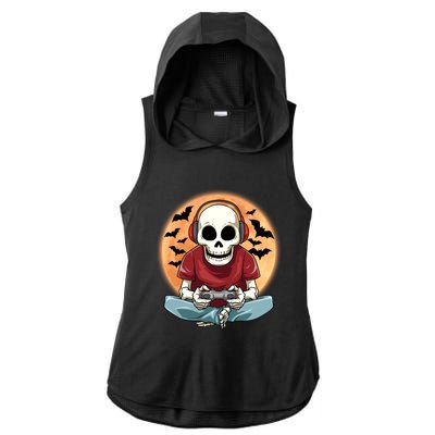 Halloween Gamer Skeleton Gaming Outfit Gift Ladies PosiCharge Tri-Blend Wicking Draft Hoodie Tank