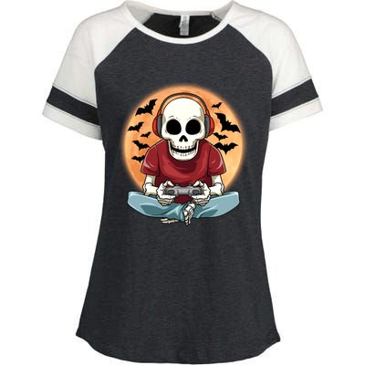 Halloween Gamer Skeleton Gaming Outfit Gift Enza Ladies Jersey Colorblock Tee