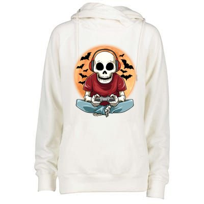 Halloween Gamer Skeleton Gaming Outfit Gift Womens Funnel Neck Pullover Hood