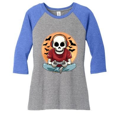 Halloween Gamer Skeleton Gaming Outfit Gift Women's Tri-Blend 3/4-Sleeve Raglan Shirt