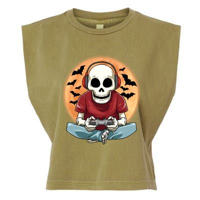 Halloween Gamer Skeleton Gaming Outfit Gift Garment-Dyed Women's Muscle Tee