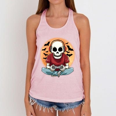 Halloween Gamer Skeleton Gaming Outfit Gift Women's Knotted Racerback Tank