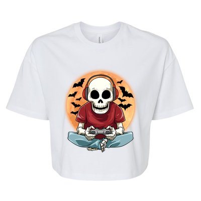 Halloween Gamer Skeleton Gaming Outfit Gift Bella+Canvas Jersey Crop Tee