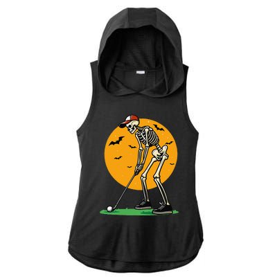 Halloween Golf Skeleton Golfer Funny Halloween Golfing Gift Ladies PosiCharge Tri-Blend Wicking Draft Hoodie Tank