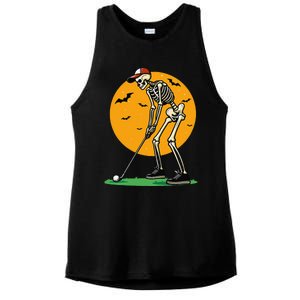 Halloween Golf Skeleton Golfer Funny Halloween Golfing Gift Ladies PosiCharge Tri-Blend Wicking Tank