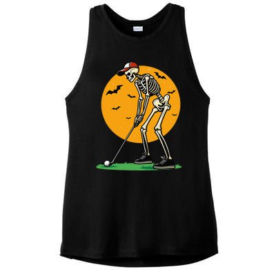 Halloween Golf Skeleton Golfer Funny Halloween Golfing Gift Ladies PosiCharge Tri-Blend Wicking Tank