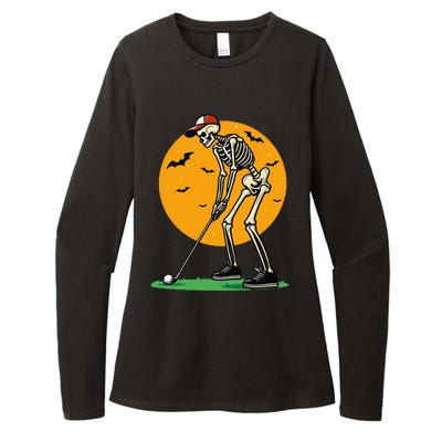 Halloween Golf Skeleton Golfer Funny Halloween Golfing Gift Womens CVC Long Sleeve Shirt