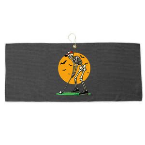 Halloween Golf Skeleton Golfer Funny Halloween Golfing Gift Large Microfiber Waffle Golf Towel