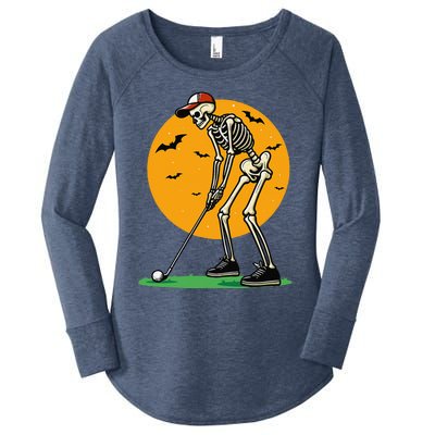 Halloween Golf Skeleton Golfer Funny Halloween Golfing Gift Women's Perfect Tri Tunic Long Sleeve Shirt