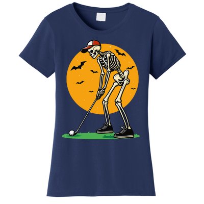 Halloween Golf Skeleton Golfer Funny Halloween Golfing Gift Women's T-Shirt