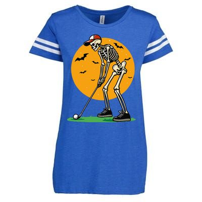 Halloween Golf Skeleton Golfer Funny Halloween Golfing Gift Enza Ladies Jersey Football T-Shirt