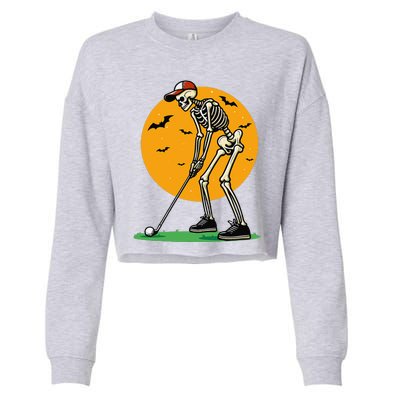 Halloween Golf Skeleton Golfer Funny Halloween Golfing Gift Cropped Pullover Crew