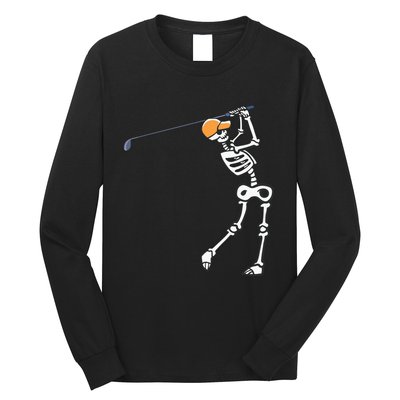 Halloween Golfer Skeleton Funny Golfing Gift Long Sleeve Shirt