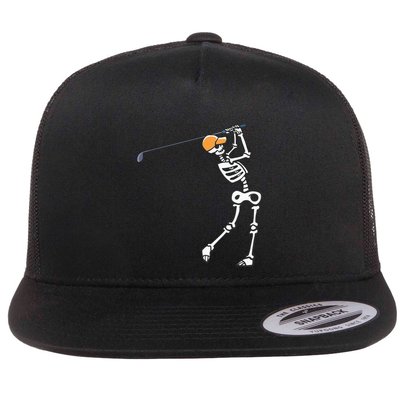 Halloween Golfer Skeleton Funny Golfing Gift Flatbill Hat