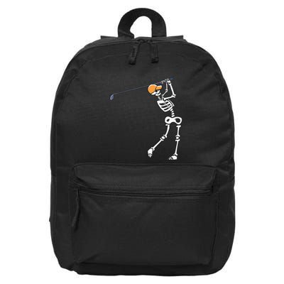 Halloween Golfer Skeleton Funny Golfing Gift 16 in Basic Backpack