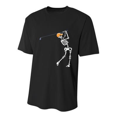 Halloween Golfer Skeleton Funny Golfing Gift Youth Performance Sprint T-Shirt