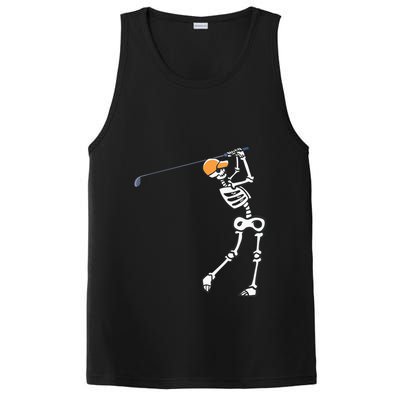 Halloween Golfer Skeleton Funny Golfing Gift PosiCharge Competitor Tank