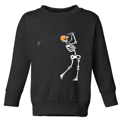 Halloween Golfer Skeleton Funny Golfing Gift Toddler Sweatshirt