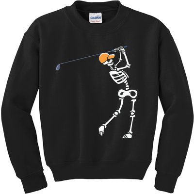 Halloween Golfer Skeleton Funny Golfing Gift Kids Sweatshirt